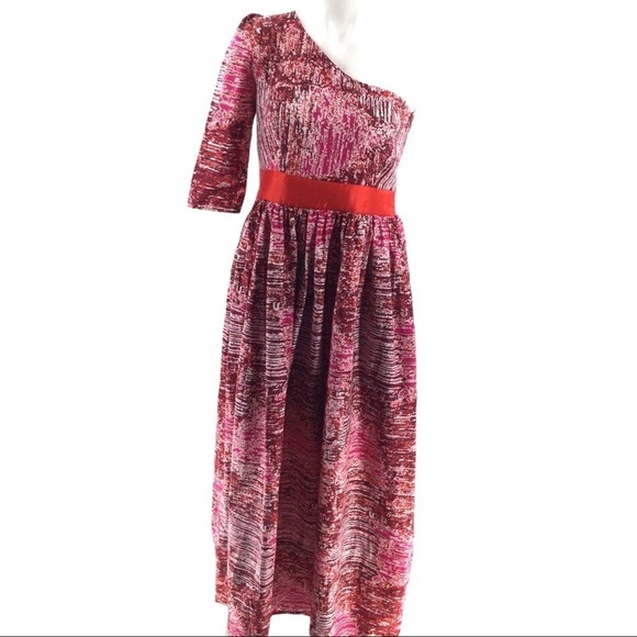 Maxi one shoulder multicolor dress - Picture 1 of 16